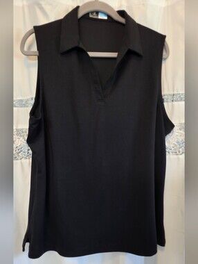 PGA Tour Golf Sleeveless Polo Top in Black